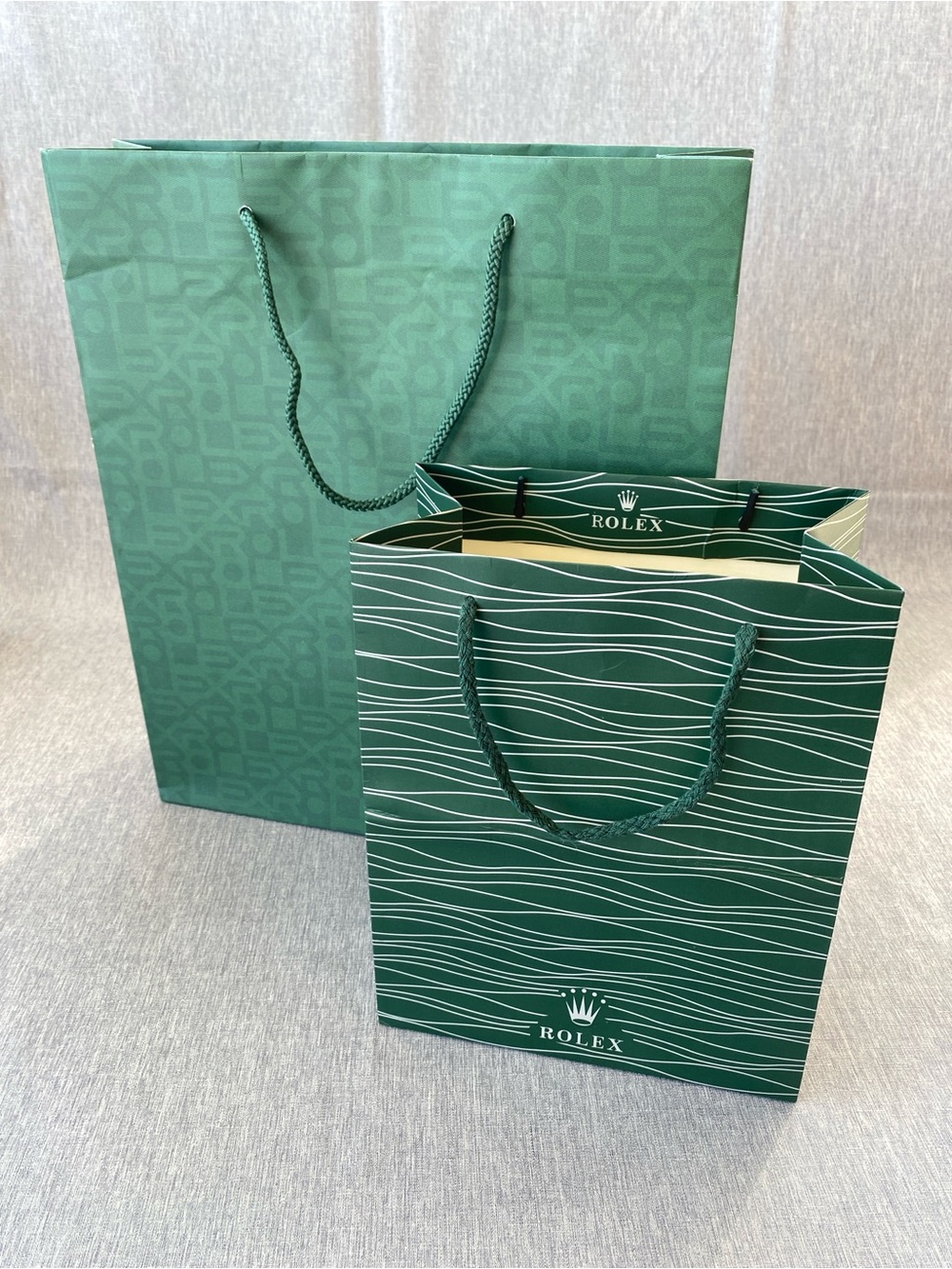 Authentic Rolex | Green Monogram Logo Pattern Shopping Bag Gift Storage Large - Picture 10 of 16